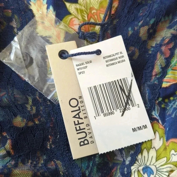 Buffalo David Bitton Lace Trim Raquel Botanical Blouse - Picture 9 of 10
